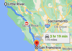 Route from Little River to San Francisco